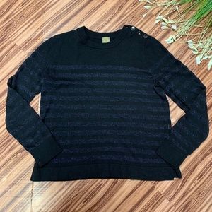 Anne Klein Black & Sheer Purple Shimmer Sweater, L